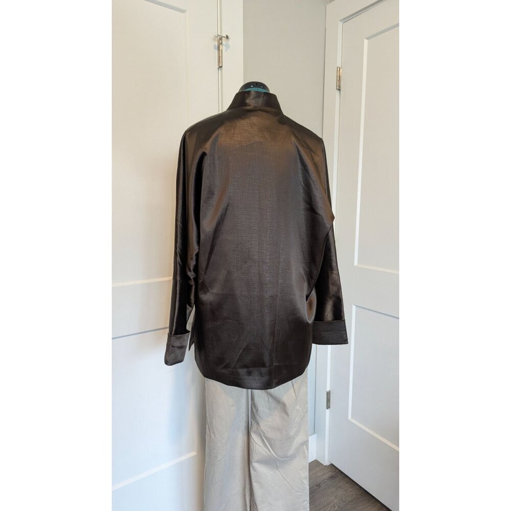 Vintage Mens Traditional Chinese Jacket Large Dragon Brown Satin House Coat - Picture 5 of 12